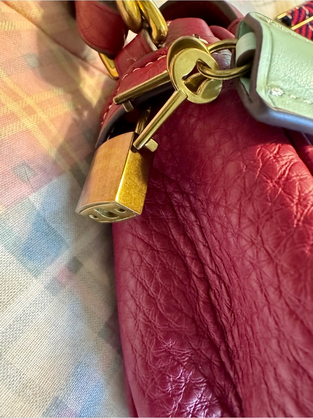 J.Crew Red leather crossbody with red and navy strap - Picture 12 of 12